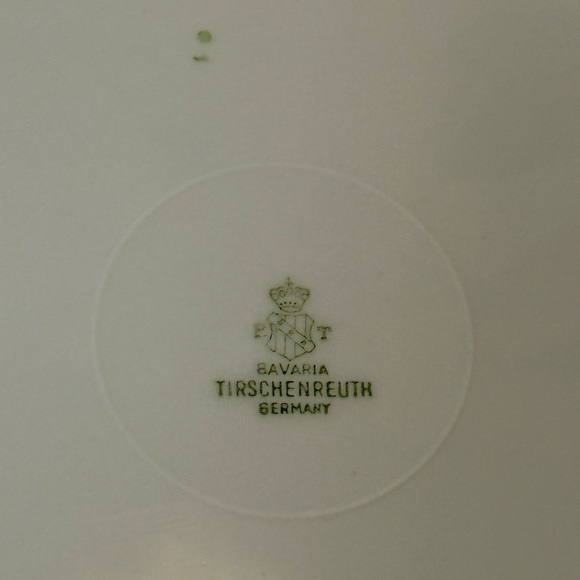 Vintage Bavaria Tirschenreuth Plate – White w/ Floral Design, Silver Rim, Rare - Picture 15 of 16